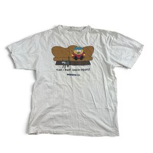 Vintage 1997 South Park Cartman Cheesy Poofs Washington DC T-Shirt White XL USA